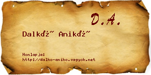 Dalkó Anikó névjegykártya