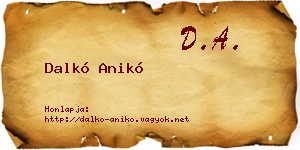 Dalkó Anikó névjegykártya